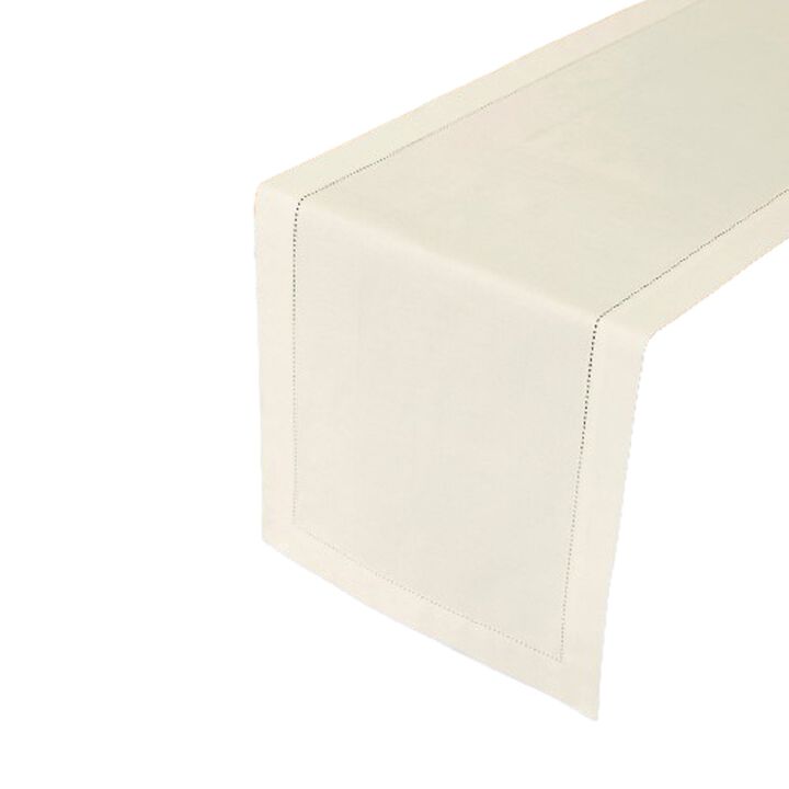 Solino Home Cotton Linen Hemstitch Table Runner for Thanksgiving, Christmas