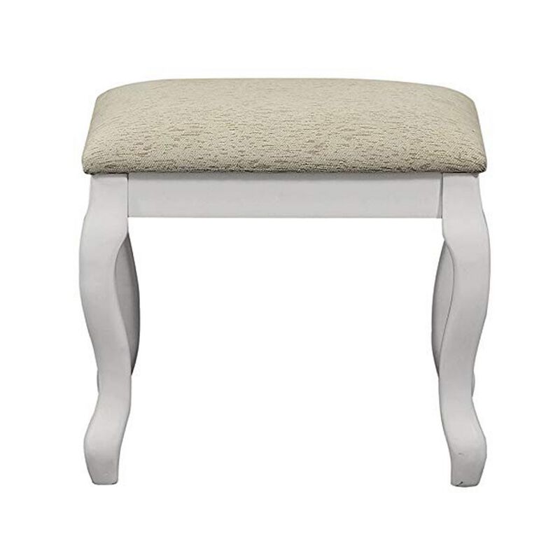 Cherub Vanity Set Featuring Stool And Mirror White-Benzara