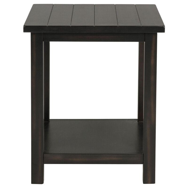 Ayne Side End Table, 1 Bottom Shelf, Black Wood Frame, Square 20 Inch - Benzara