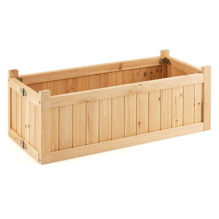 Hivvago Folding Wooden Raised Garden Bed with Removable Bottom for Herbs Fruits Flowers