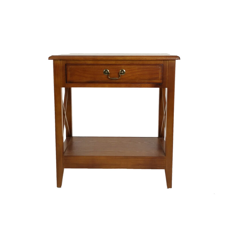 Transitional Style Nightstand with 1 Drawer and X Shape Sides, Brown - Benzara