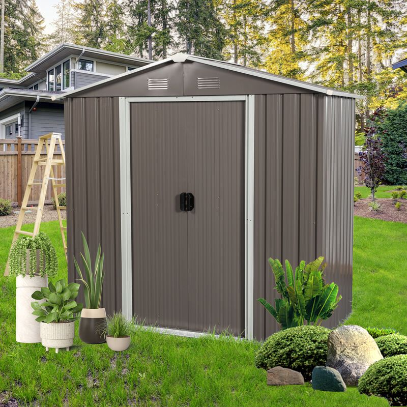 MONDAWE 8 ft. W x 4 ft. D Outdoor Metal Storage Shed with Double Door and 4 Vents 32 sq. ft.