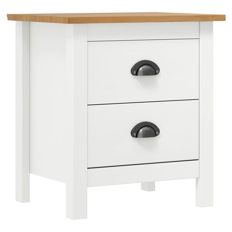 vidaXL Bedside Cabinet Hill 2 pcs White 18.1"x13.8"x19.5" Solid Pine Wood