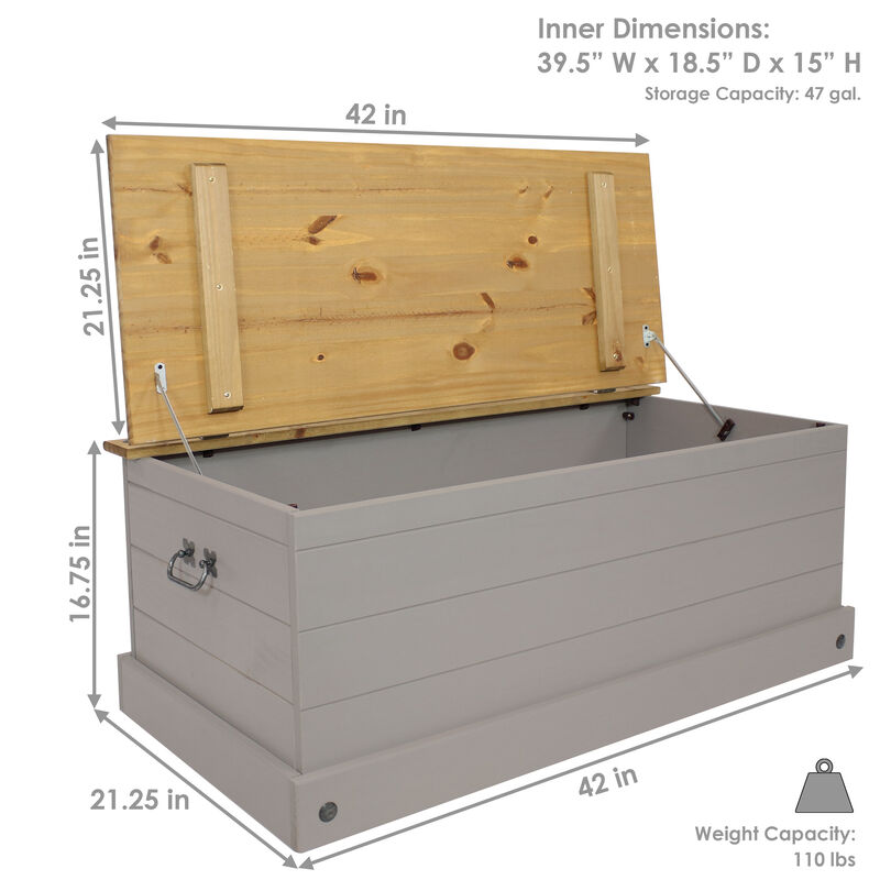 Sunnydaze Solid Pine Trunk with Handles - Gray - 39.5" W