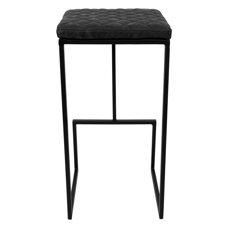 LeisureMod Quincy Quilted Stitched Leather Bar Stools – Set of 2, Modern and Comfortable Seating