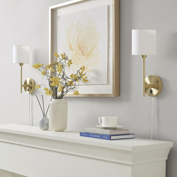Conway Metal Wall Sconce With Cylinder Shade, Set Of 2