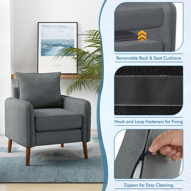 Fabric Upholstered Sofa Chair with Removable Back and Seat Cushions