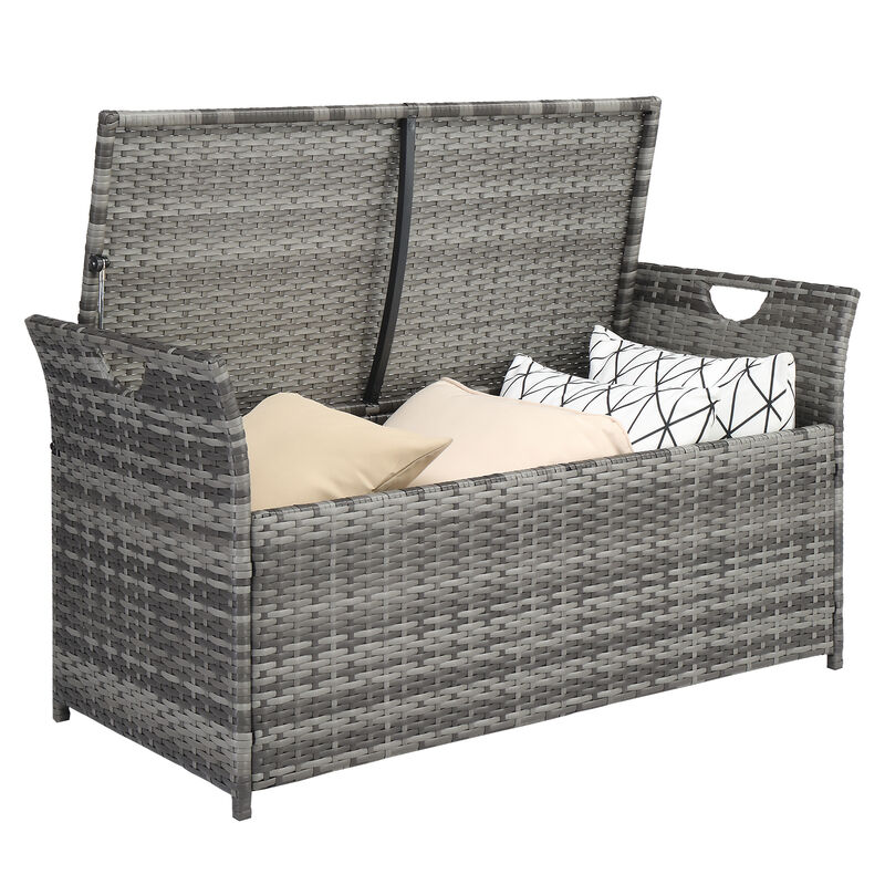 Rattan Locker with Iron Frame and Gradient Footstool Design
