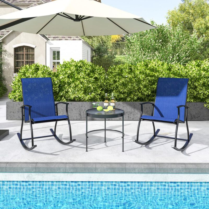 Hivvago 2 Pieces Outdoor Rocking Chairs with Breathable Backrest
