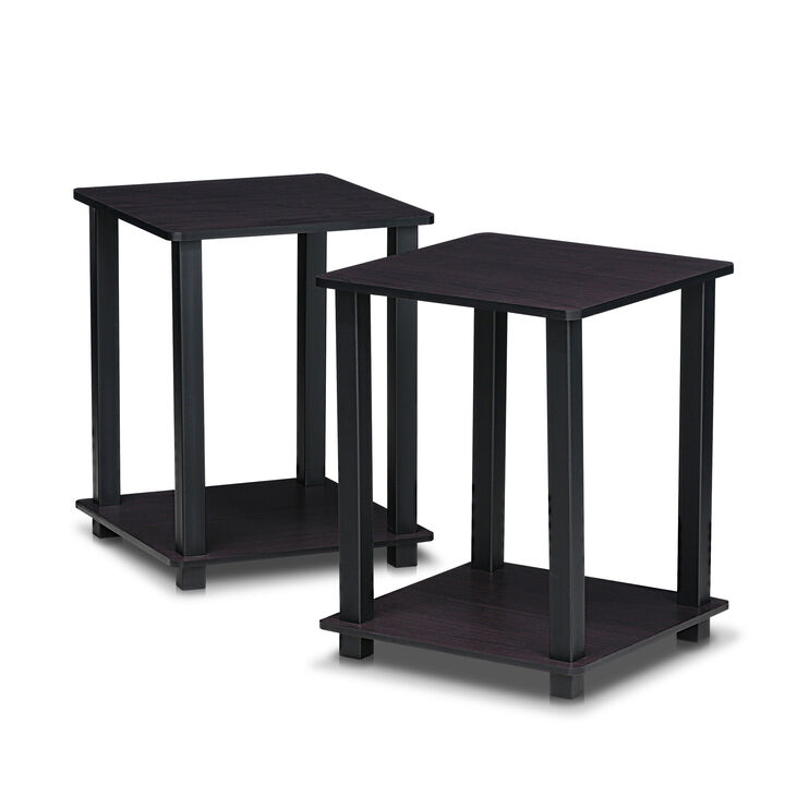 Furinno Simplistic Set of 2 End Table, Dark Walnut
