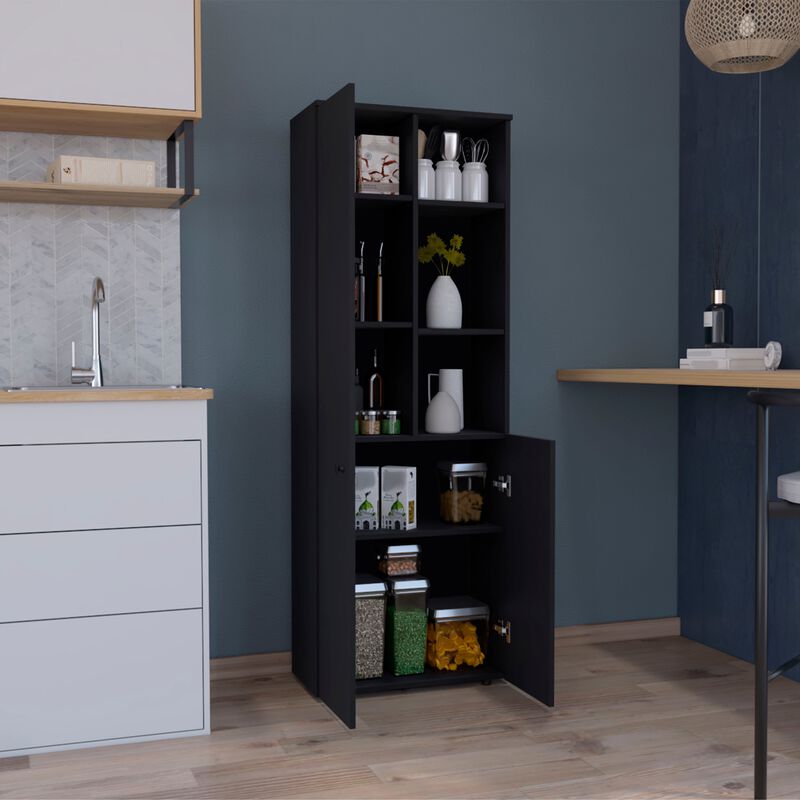 Konik 67-Inch High Storage Cabinet Kitchen Pantry With Three Doors and and Three Exterior Shelves