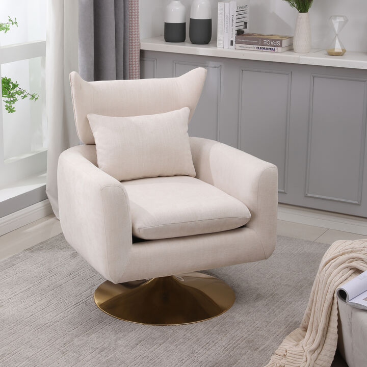 Classic Mid-Century 360-Degree Swivel Accent Chair, Linen