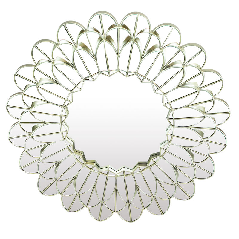 31" Champagne Gold Sunflower Round Wall Mirror