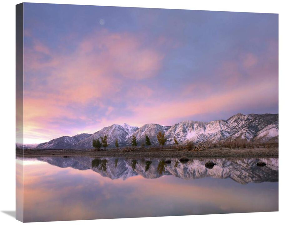 Moon over Carson Range with Carson River, Nevada-Canvas Art-30x24.9