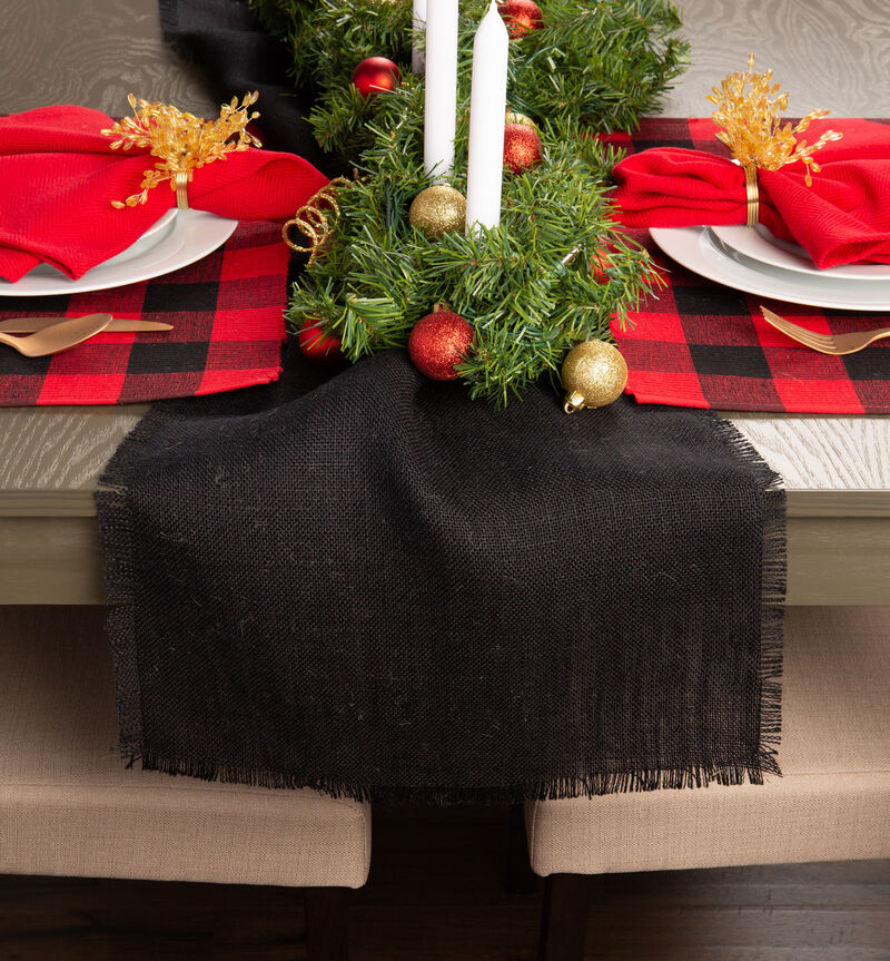 Set of 6 Red and Black Buffalo Rectangular Checkered Placemat  19"