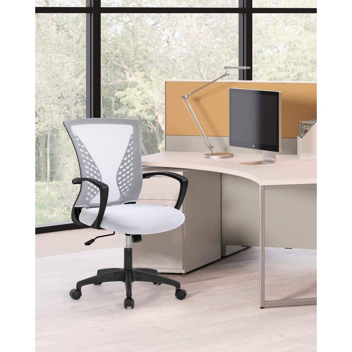 Hivvago White Modern Mid-Back Office Desk Chair Ergonomic Mesh with Armrest on Wheels