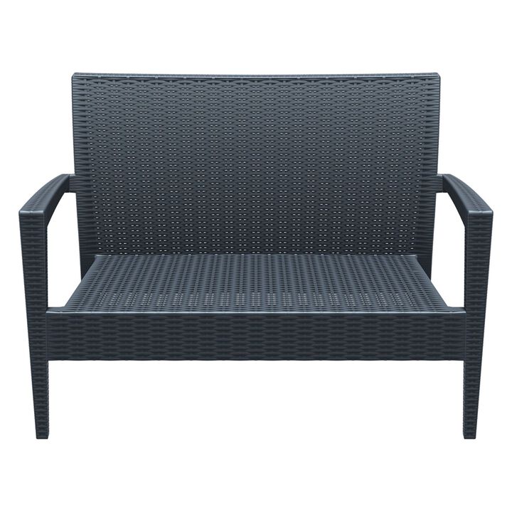35" White Outdoor Patio Loveseat with Sunbrella Cushion