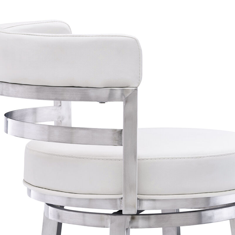 Madrid  Counter Height Swivel Black Faux Leather and Metal Bar Stool
