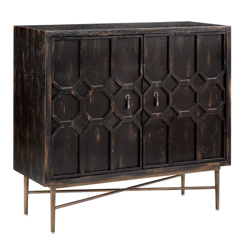 Gracie Mills Alley Hand-Carved 2 Door Accent Cabinet