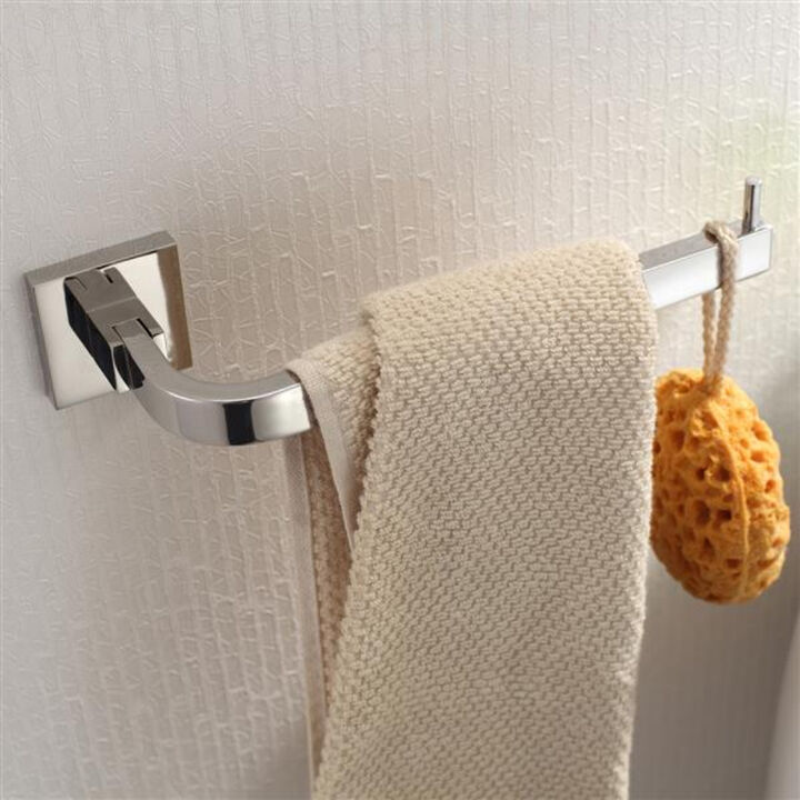 Bright Polished Square Base Towel Rack, Towel Hook Bars for Bathroom