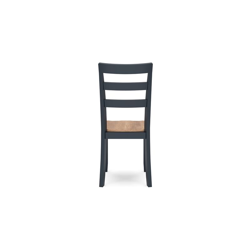 Gasy Dining Side Chair Set of 2, Dark Blue Solid Wood Brown Mango Seat - Benzara