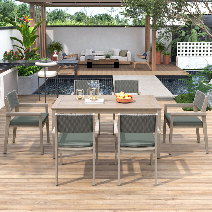 Merax 7 Pieces Outdoor Dining Set Patio Table and Chairs