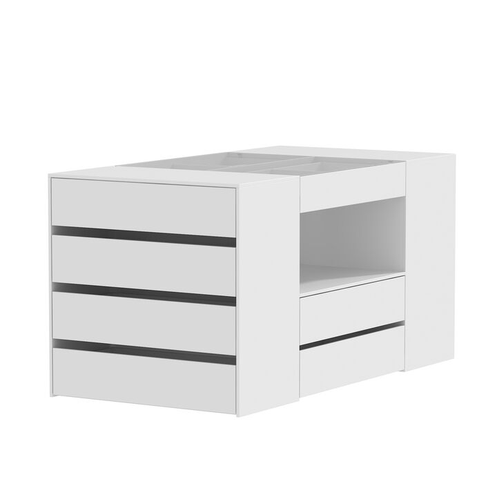 FUFU&GAGA Modern Dresser with Spacious Drawers and Organizer Trays (62" W x 31.5" H x 31.5" D),White