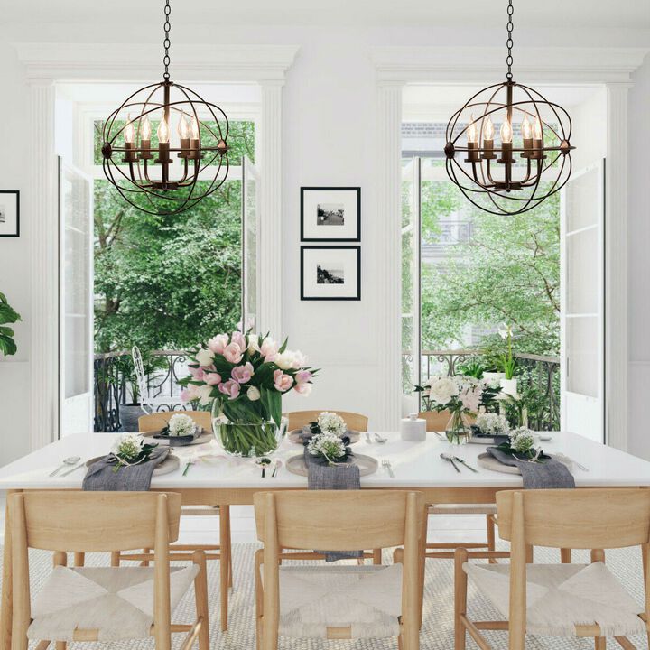 Hivvago 5 Light Modern Black Iron Sphere Modern Chandelier