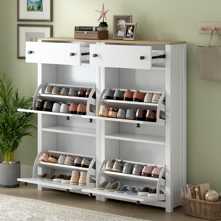 Merax Modern Style Shoe Rack with 4 Flip Drawers
