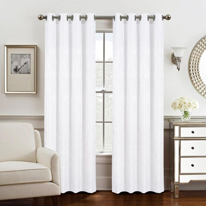 Olivia Gray Roxy Two Tone Jacquard Grommet Single Panel - 54x84", White