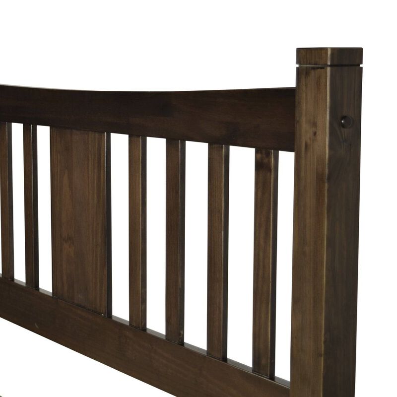 Hivvago Queen Size Farmhouse Style Solid Wood Platform Bed with Headboard in Espresso