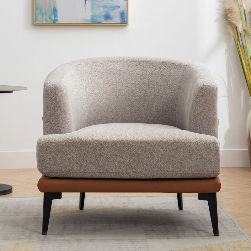 Modern Twotone Fabric Chair, Burnt Orange