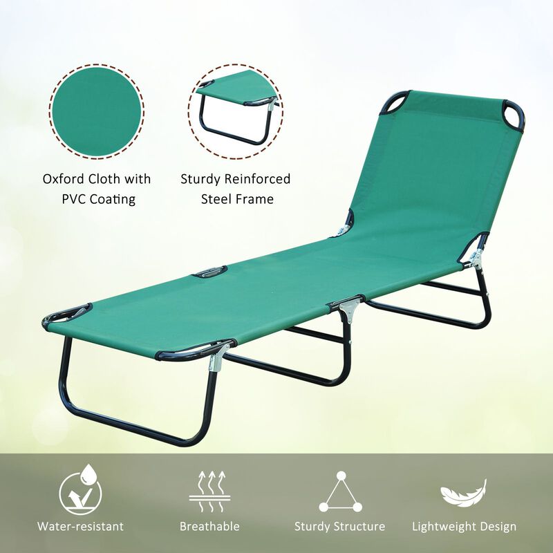 Multipurpose Green Recliner: 5-Level Adjustable Outdoor Folding Lounger