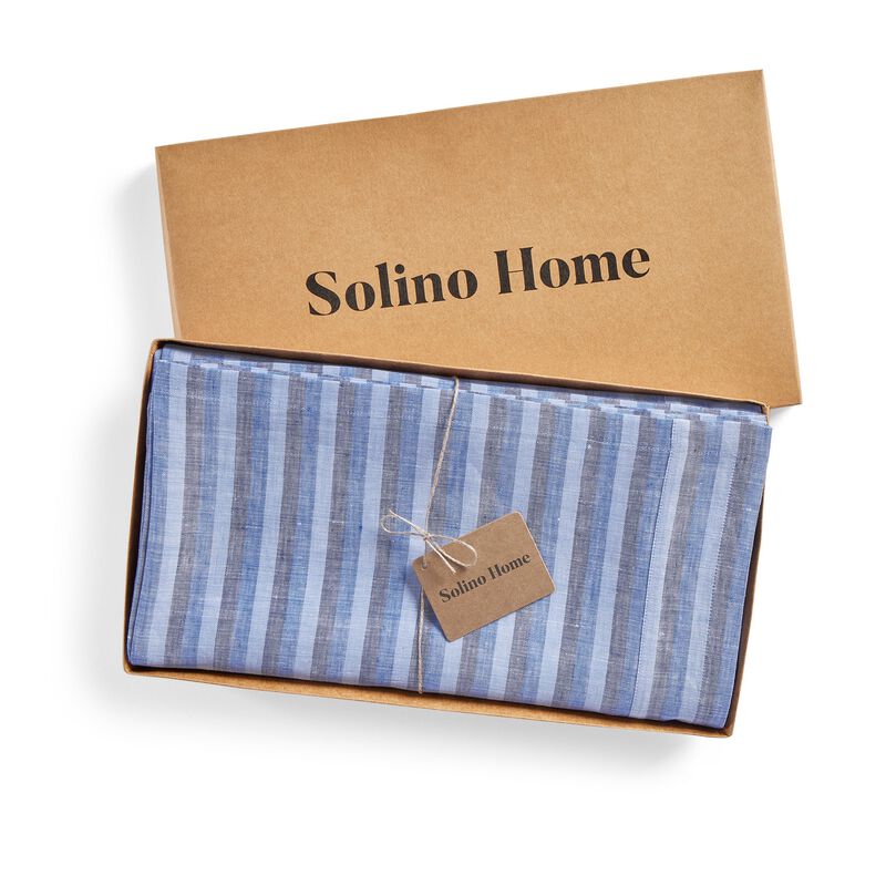 Solino Home 100% Pure Linen Tablecloth | Bistro Stripe