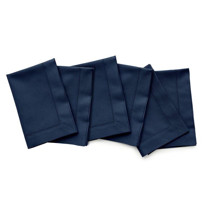 Solino Home Cotton Linen Hemstitch Dinner Napkins 20 x 20 Inch Set of 6