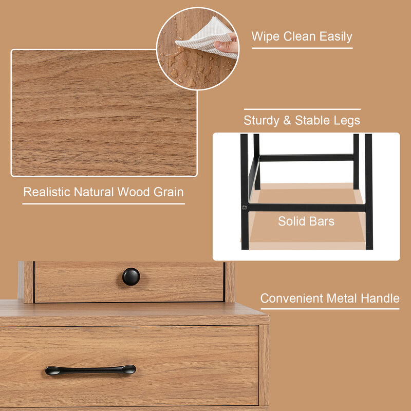 42-Inch Vanity Desk with Tabletop Shelf and 2 Drawers