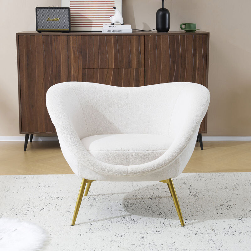 Merax Modern Teddy Accent Chair with Metal Legs