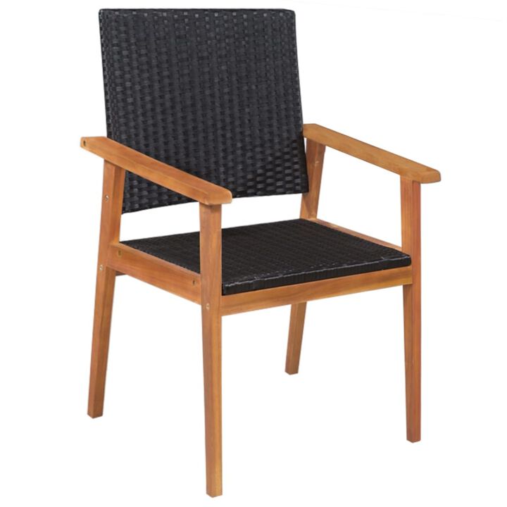 vidaXL 5 Piece Outdoor Dining Set Poly Rattan Black and Brown