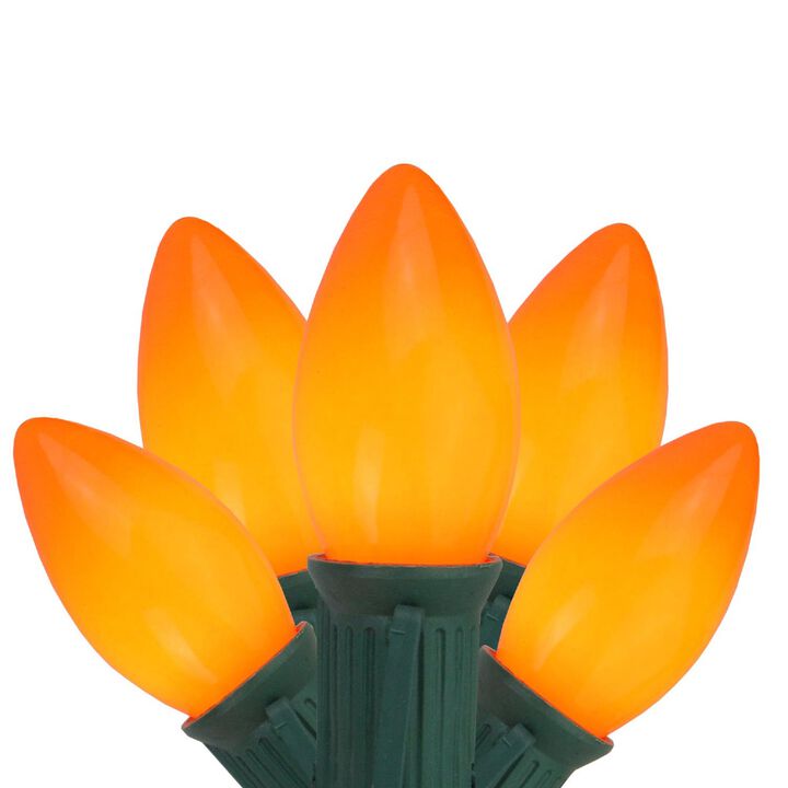 25-Count Orange Opaque C9 Christmas Light Set  25ft Green Wire