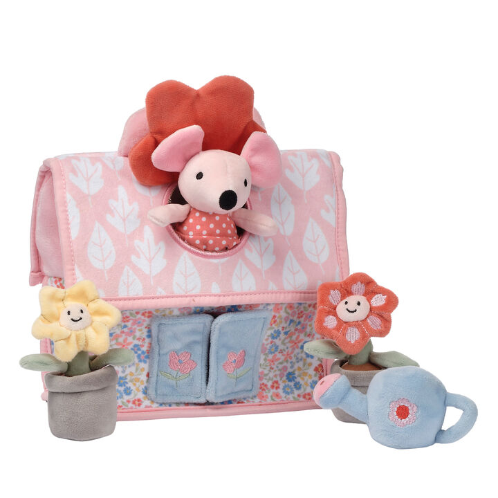 Lambs & Ivy Floral Cottage Interactive Plush Play Set - Pink, Animals, Garden