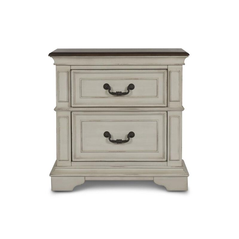 New Classic Furniture Furniture Anastasia Solid Wood Frame Nightstand in Antique White