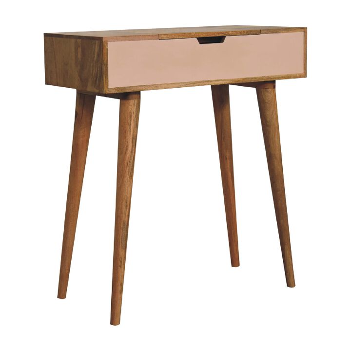 Mini Pink Dressing  Solid  Oak-ish Wood Table