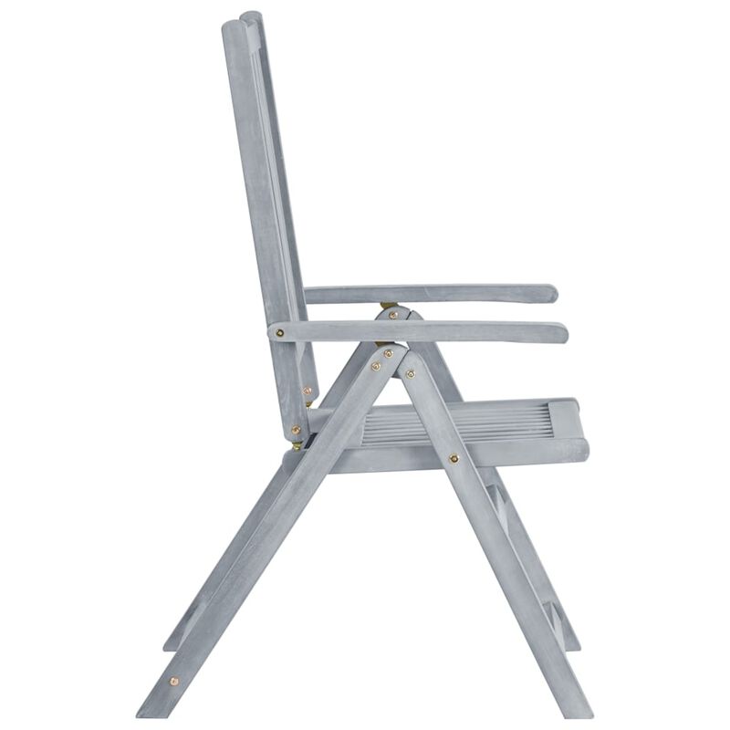 vidaXL Garden Reclining Chairs 2 pcs Gray Solid Acacia Wood