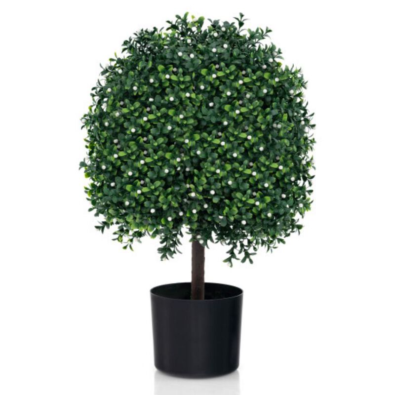 Artificial Boxwood Topiary Ball Tree with UV Rated Leaves – Durable Faux Bushes for Indoor/Outdoor Decor