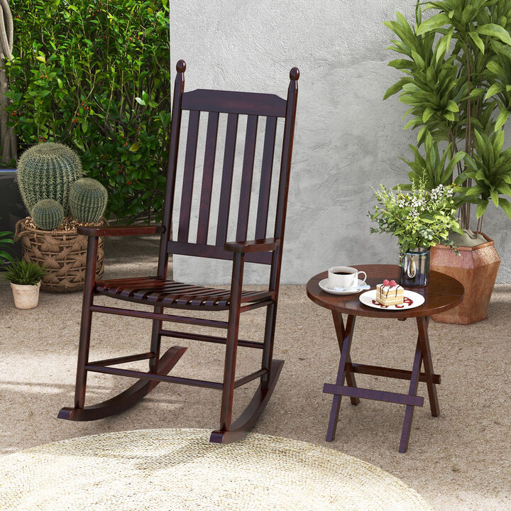 High-Back Outdoor Rocking Chair with Sturdy Rocking Base for Patio & Porch