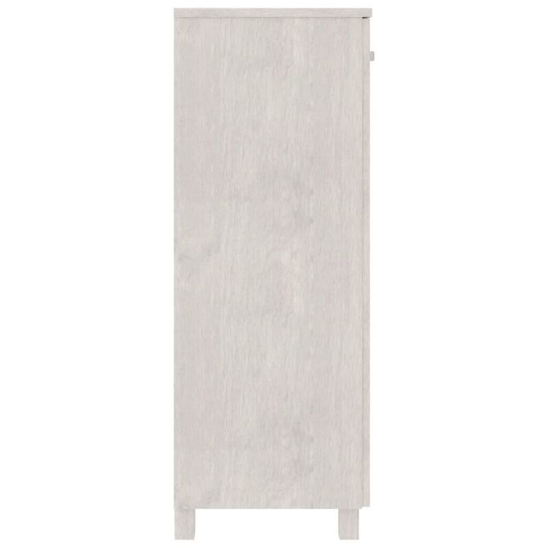 Accent Shoe Cabinet, 2 Doors, Farmhouse White Solid Pine Wood - Benzara