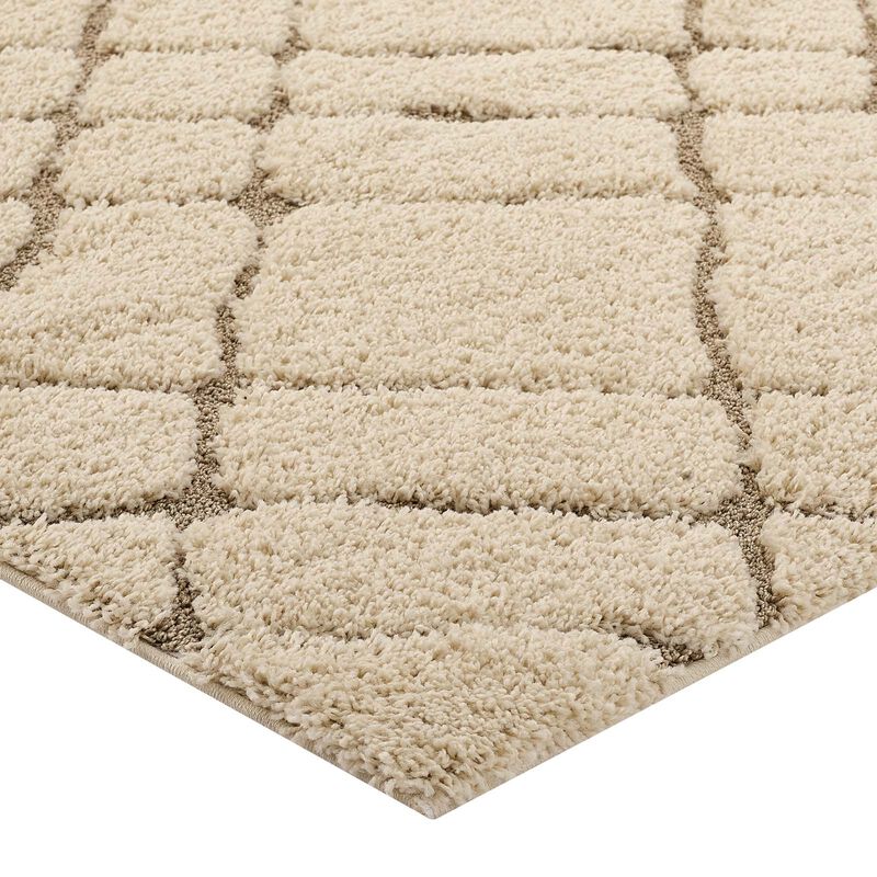 Jubilant Verona Abstract Geometric 5x8 Shag Area Rug - Creame and Beige
