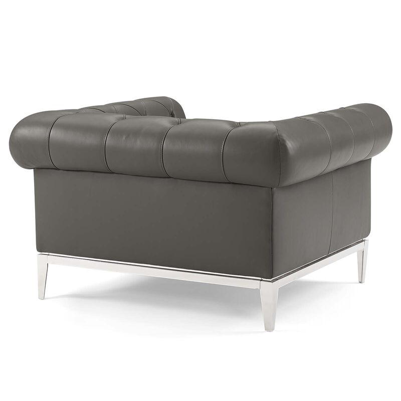 Idyll Tufted Upholstered Leather 3 Piece Set Gray