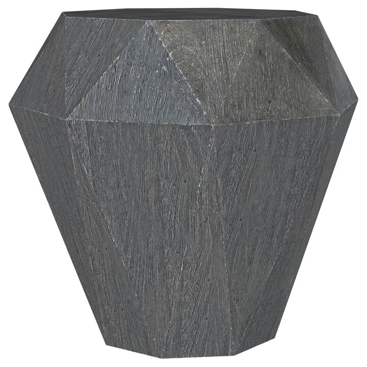Cinti Accent Side Table, Gemstone Shape, Natural Gray Mango Wood - Benzara