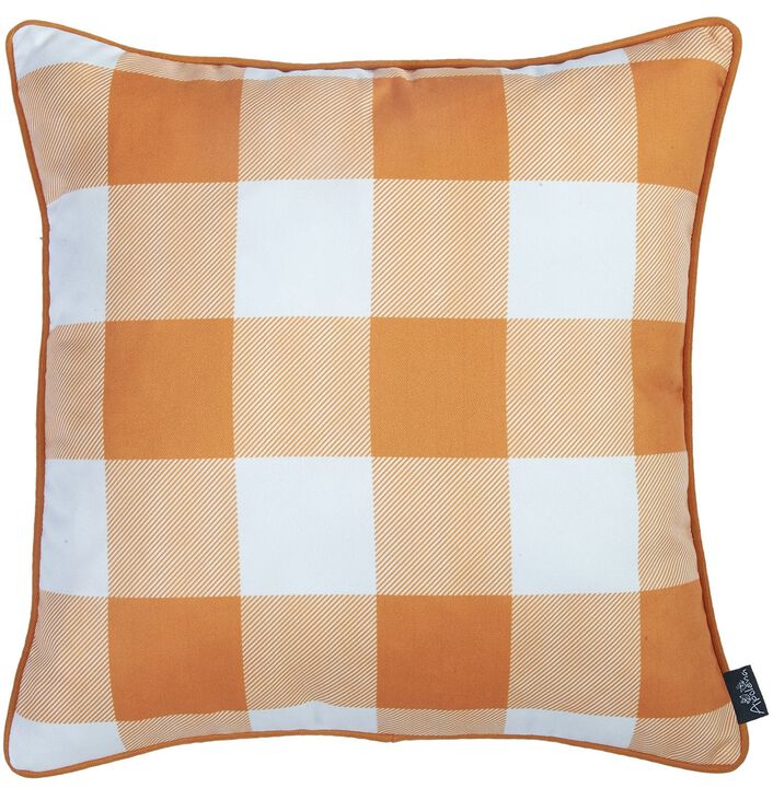 Hivvago Set Of Four 18" Orange Plaid And Pumpkin Throw Pillow Covers